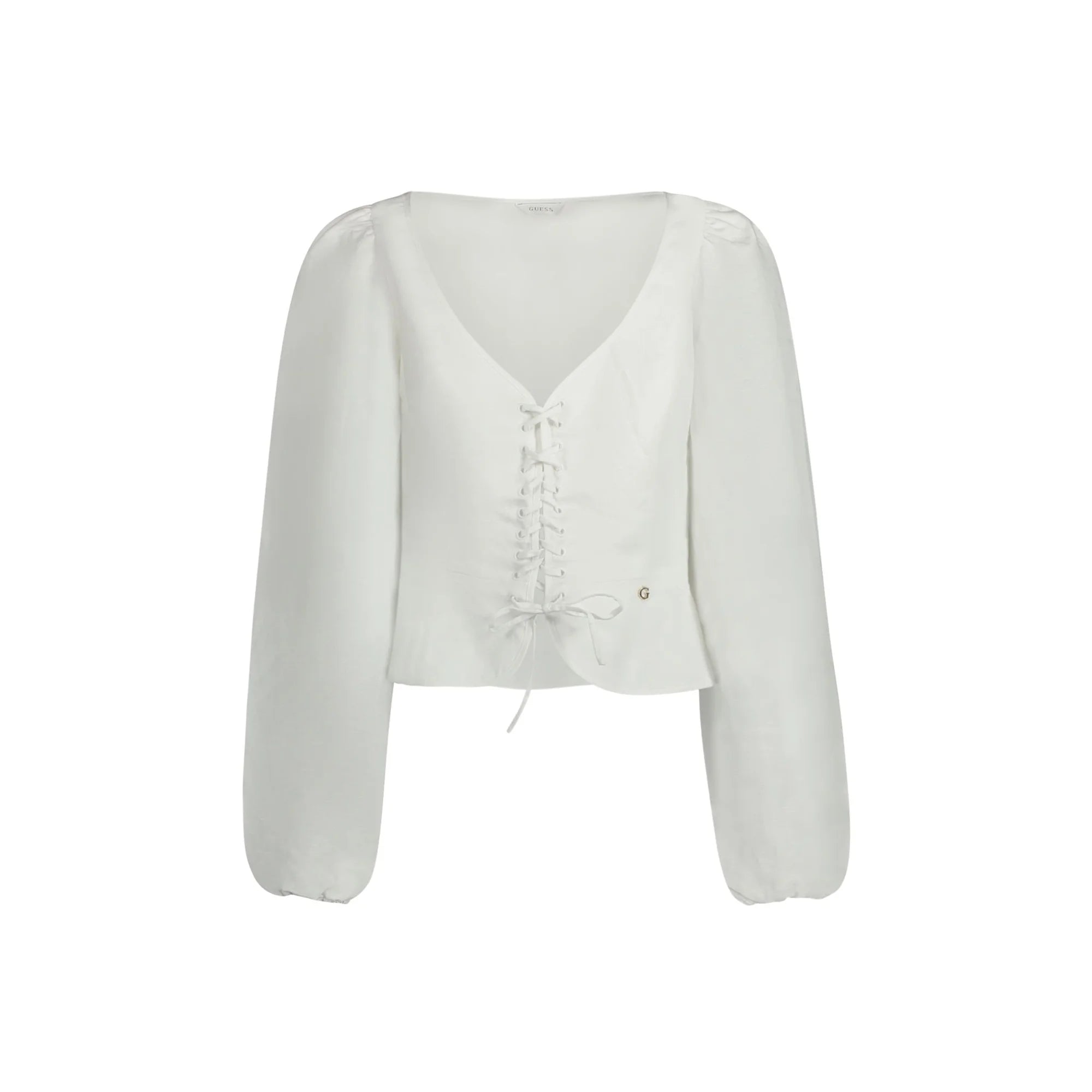 Guess Jeans Camicia Maniche Lunghe Donna Bianca Logo Camicie Bianco - foto prodotto